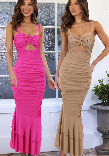 Summer Women's Sexy Strap Tight Fitting Slim Fishtail Long Dress