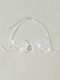 Sexy Halter Neck Women's Simulated Pearl Cover Up Bra
