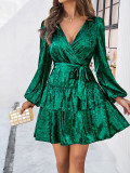 Women's Spring/Summer Chic Solid Color Long Sleeve Dress
