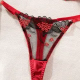Sexy Embroidered See Through Mesh Two Piece Lingerie Set