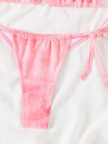Women's Pink Low Back Sexy Two Piece Bikini Swimwear