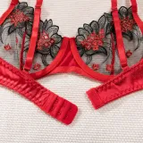Sexy Embroidered See Through Mesh Two Piece Lingerie Set