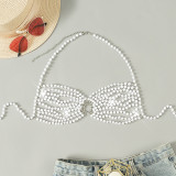 Sexy Halter Neck Women's Simulated Pearl Cover Up Bra