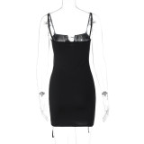 Women's Spring Sexy Hollow Lace-Up Strap Tight Fitting Bodycon Dress