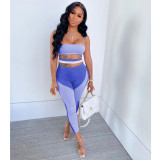 Women's Sexy Print Lace-Up Hollow Waist Strapless Jumpsuit