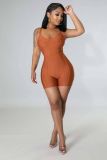 Summer Women's Bandage Sleeveless Low Back Casual Sexy Solid Stretch Jumpsuit