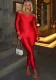 Women Autumn SolidV Neck Long Sleeve Sexy Jumpsuit