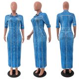 Women printed button dress