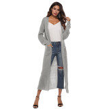Women thin long coat with large pockets and slits