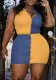Women Color Block Zipper Casual Sleeveless Top and Skirt Two-piece Set