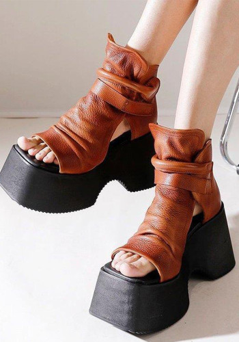 Women Platform Style Peep-Toe High Top Sandals