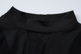 Women Spring Sexy See-Through Mesh Patchwork Long Sleeve Bodysuit