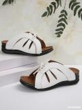 Women Summer Wedge Peep-Toe Slippers Solid Bow Roman Sandals