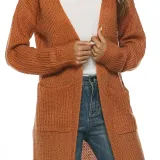 Women thin long coat with large pockets and slits