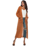Women thin long coat with large pockets and slits