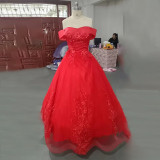 Solid Color Off Shoulder Luxury Wedding Dress（Processing time need 3-6 days）