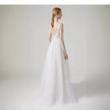 Strap V-Neck Lace Wedding Dress Fromal Party Evening Dress