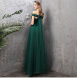 Dark Green Bridesmaid Sister Dress Elegant Chic Evening Dress
