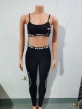 Women's Clothing Printed Sexy Strap Tight Fitting Sports Two Piece Pants Set