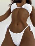 Sexy Solid Color Lace-Up Two Pieces Bikini Swimsuit