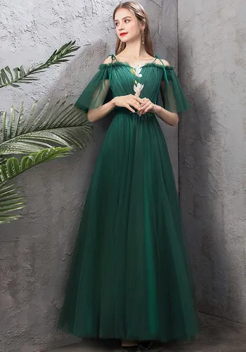 Dark Green Bridesmaid Sister Dress Elegant Chic Evening Dress（Processing time need 3-6 days）