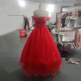 Solid Color Off Shoulder Luxury Wedding Dress（Processing time need 3-6 days）
