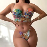 Sexy Tropical Floral Print Bikini Two Piece Swimsuit