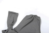 Spring Women's Fashion Slash Shoulder Low Back Tank Top Solid Color Chic Slim Maxi Skirt Two Piece Set