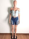 Women's Washed Distressed Sexy Denim Shorts
