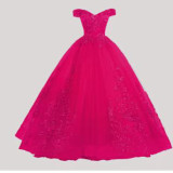 Solid Color Off Shoulder Luxury Wedding Dress