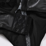 Halter Cross Strap Pu Leather Patchwork Sexy Vest