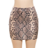 Women Letter Print Sexy Crop Top and Snake Print Skirt Two-piece Set