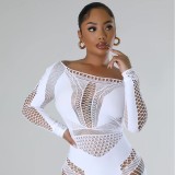 Women Hollow See-Through Mesh Stretch Jumpsuit Sexy Lingerie