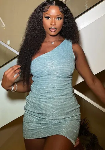 Women Summer Solid Slash Shoulder Bodycon Dress