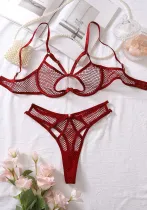 Women Fishnet Hollow Sexy Lingerie Two-piece Set
