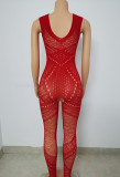 Women Hollow Sexy Halter Neck Mesh Backless Jumpsuit Sexy Lingerie