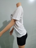 Women cotton printed short-sleeved T-shirt