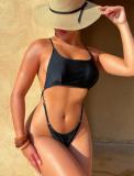 Women Backless Sexy Black Bikini One Piece Swimsuit