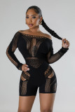 Women Hollow See-Through Mesh Stretch Jumpsuit Sexy Lingerie