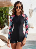 Women's Surfing One-Piece Swimsuit Sun Protection Long-Sleeved Zipper Slim Fit Swimwear