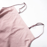 Women's Summer Sleeveless Strap Gradient Print See-Through Mesh Irregular Long Dress