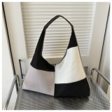 Casual Women's Canvas Bag Fashionable Handbag Crossbody Bag Trendy Patchwork Contrasting Shoulder Bag