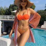Sexy Two Pieces Bikini Mesh Cover-Up Three-Piece Women's Swimsuit