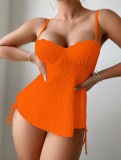 Solid Color Strap Two Pieces Women's Swimsuit