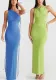 Women's Halter Neck Sexy Low Back Sleeveless Long Dress