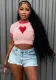 Spring Women's Fashionable Sweet Knitting Embroidered Tight Fitting Crop Top