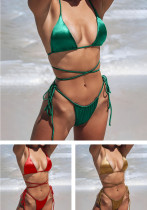 Sexy Solid Color Two Piece Triangle Bikini Swimsuit