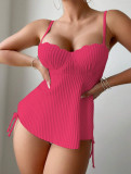 Solid Color Strap Two Pieces Women's Swimsuit
