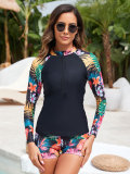 Sexy Long Sleeve Swimsuit Plus Size Women's Sun Protection Surf Two Piece Set