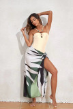 One Piece Solid Color Swimsuit Sexy Long Skirt Two Piece Set